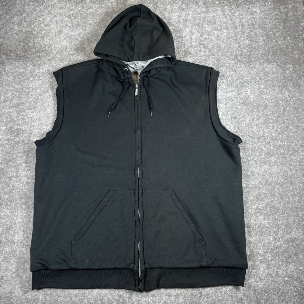 Vintage Muleskin Vest Men's XL Black Thermal Lined Sleeveless Full Zip